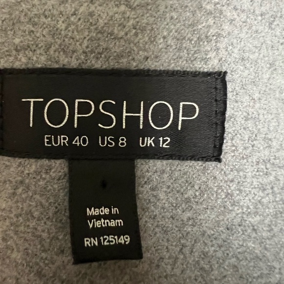 Topshop Grey Double breasted Coat Size 8 - Picture 7 of 9